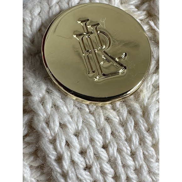 Genuine Lauren Ralph Lauren button‎ Trim Cable Knit Sweater -ivory Watch Sz L - Picture 14 of 16